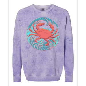 Japanese Water Wave Crab Colorblast Crewneck Sweatshirt