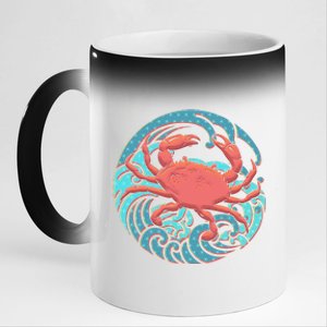 Japanese Water Wave Crab 11oz Black Color Changing Mug