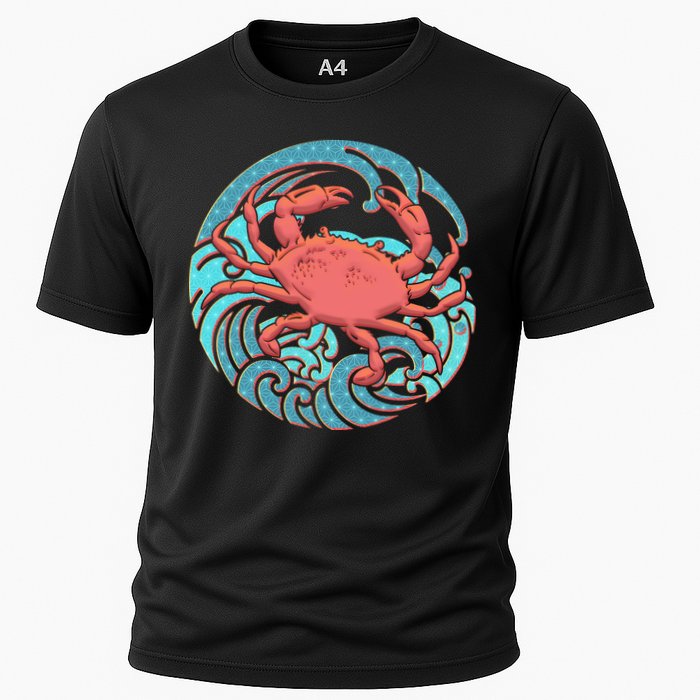 Japanese Water Wave Crab Cooling Performance Crew T-Shirt