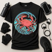 Japanese Water Wave Crab Cooling Performance Crew T-Shirt