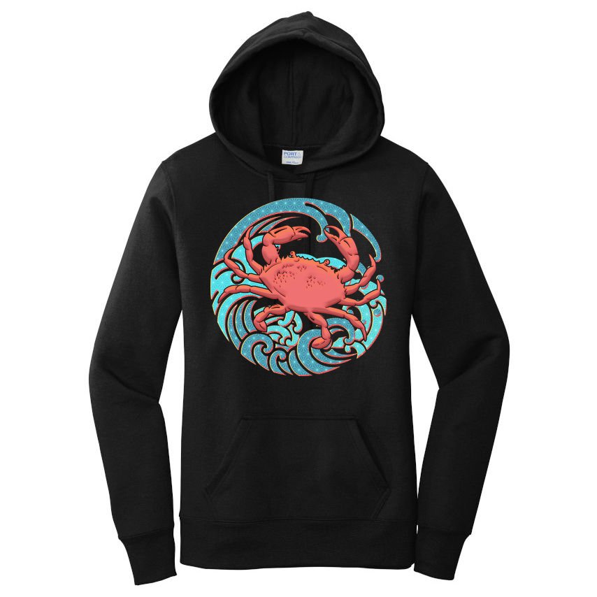 Japanese Water Wave Crab Women's Pullover Hoodie