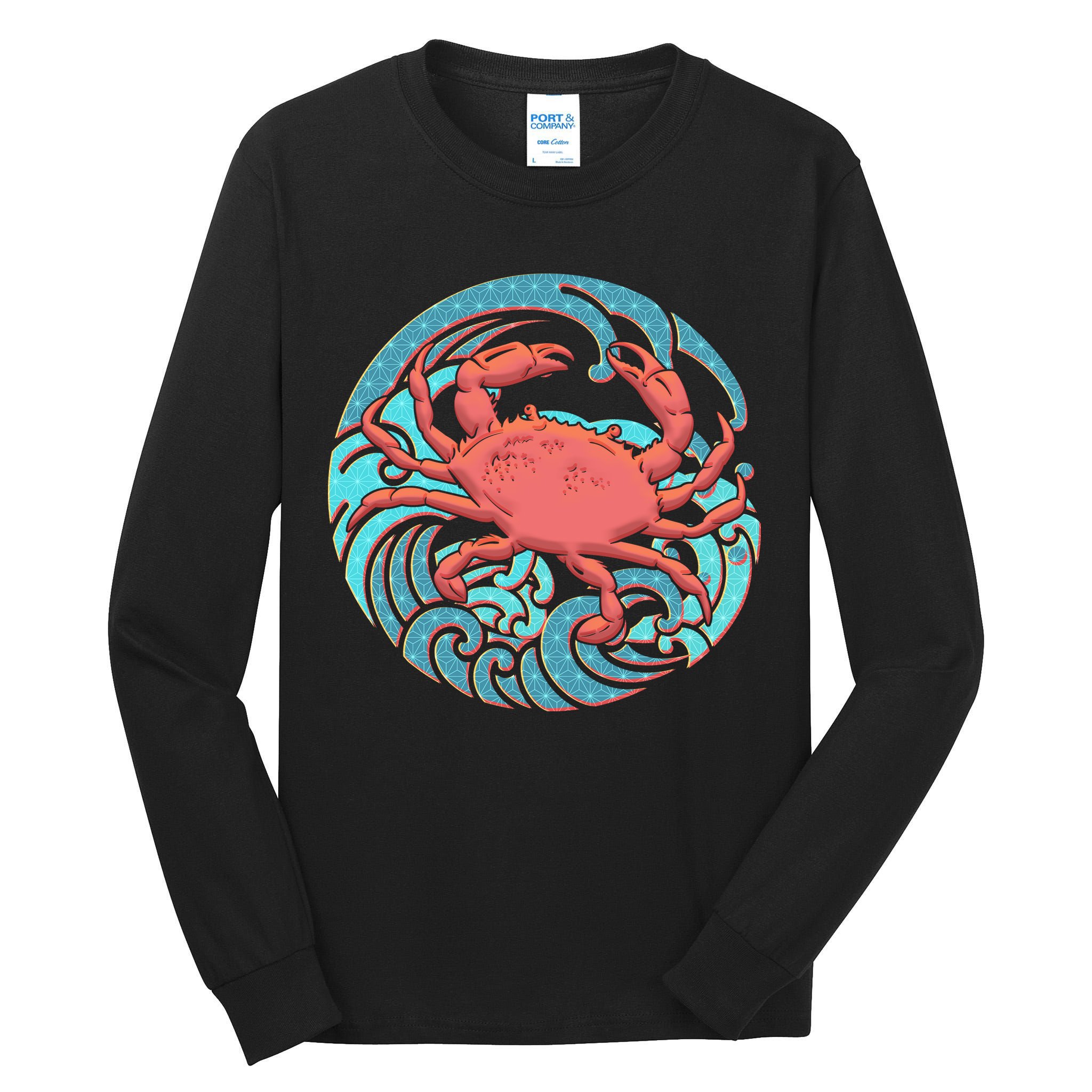Japanese Water Wave Crab Tall Long Sleeve T-Shirt
