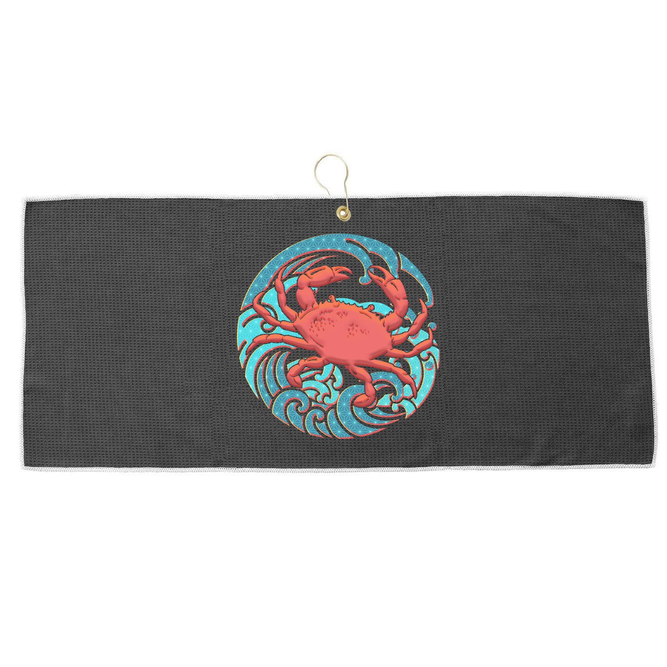 Japanese Water Wave Crab Large Microfiber Waffle Golf Towel