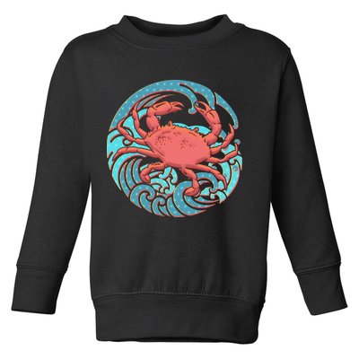 Japanese Water Wave Crab Toddler Sweatshirt