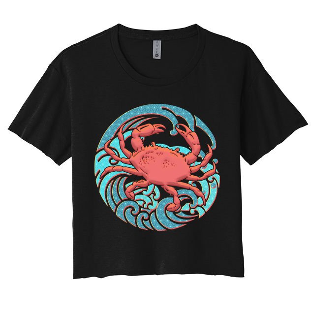 Japanese Water Wave Crab Women's Crop Top Tee