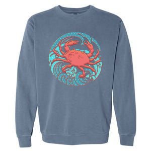 Japanese Water Wave Crab Garment-Dyed Sweatshirt