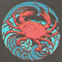 Japanese Water Wave Crab Cotton Canvas Backpack