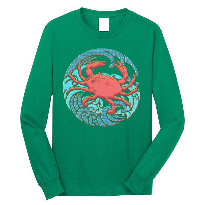 Japanese Water Wave Crab Long Sleeve Shirt