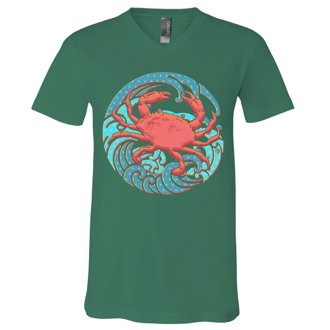 Japanese Water Wave Crab V-Neck T-Shirt