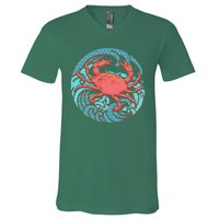 Japanese Water Wave Crab V-Neck T-Shirt