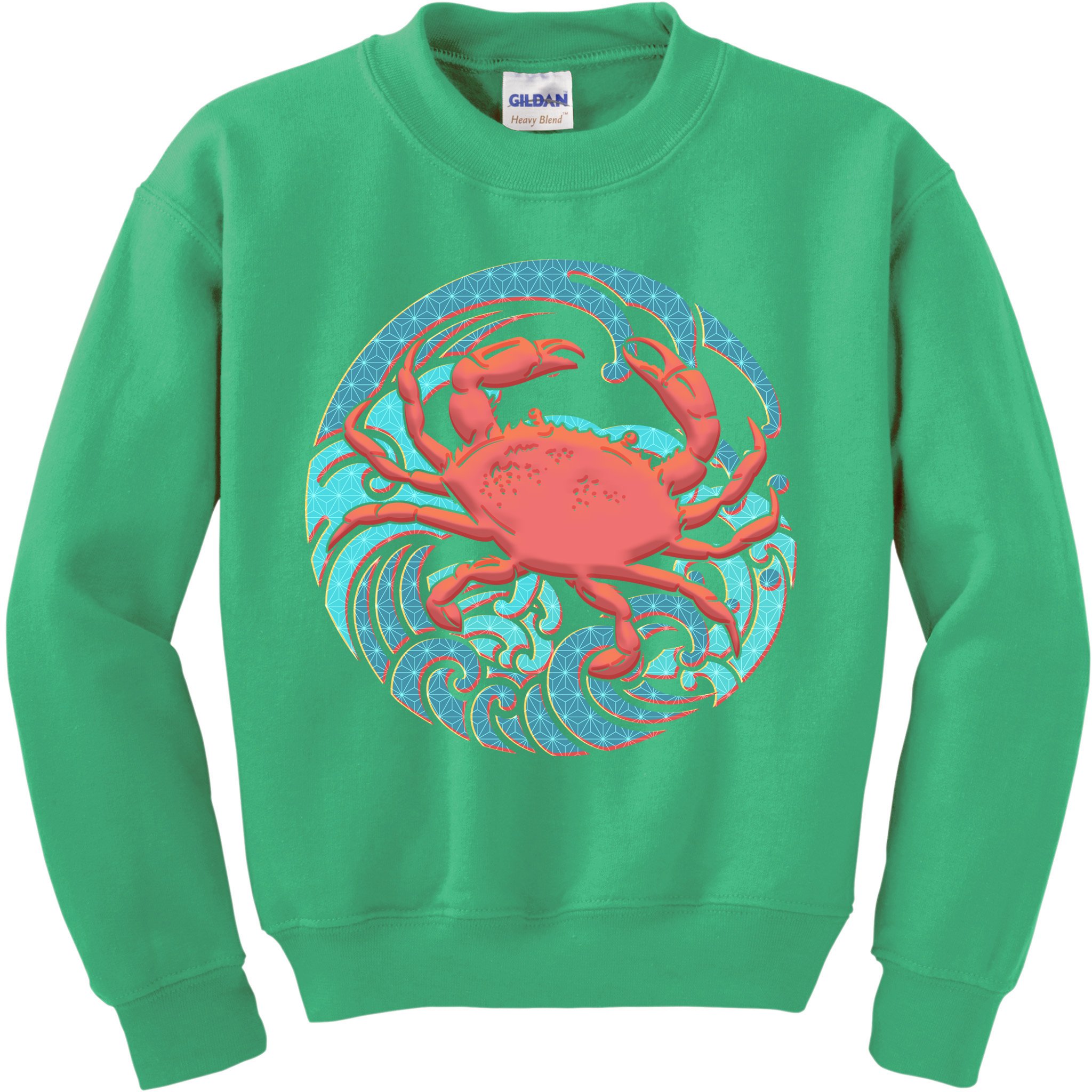 Japanese Water Wave Crab Kids Sweatshirt