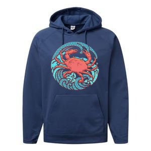 Japanese Water Wave Crab Performance Fleece Hoodie