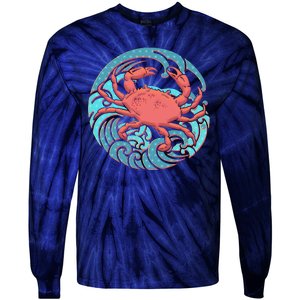 Japanese Water Wave Crab Tie-Dye Long Sleeve Shirt