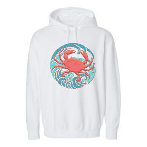 Japanese Water Wave Crab Garment-Dyed Fleece Hoodie