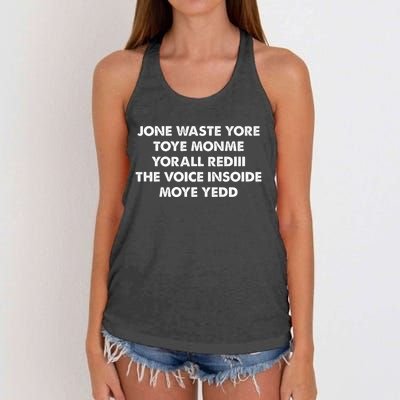 Jone Waste Yore Toye Monme Yorall Rediii The Voice Women's Knotted Racerback Tank