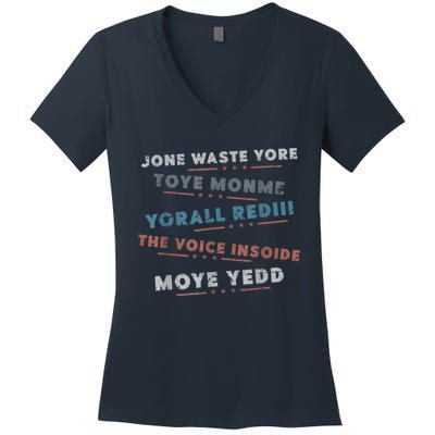 Jone Waste Yore Toye Monme Funny Pop Miss You Punk Lyrics Women's V-Neck T-Shirt