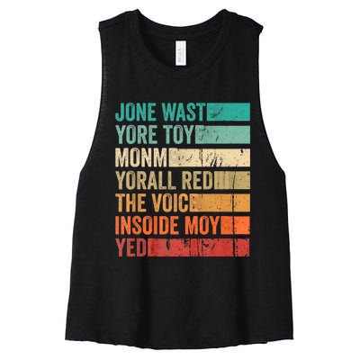 Jone Waste Yore Toye Monme Funny Pop Miss You Punk Lyrics Women's Racerback Cropped Tank