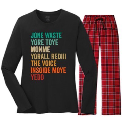 Jone Waste Yore Toye Monme Funny Pop Miss You Punk Lyrics Women's Long Sleeve Flannel Pajama Set 