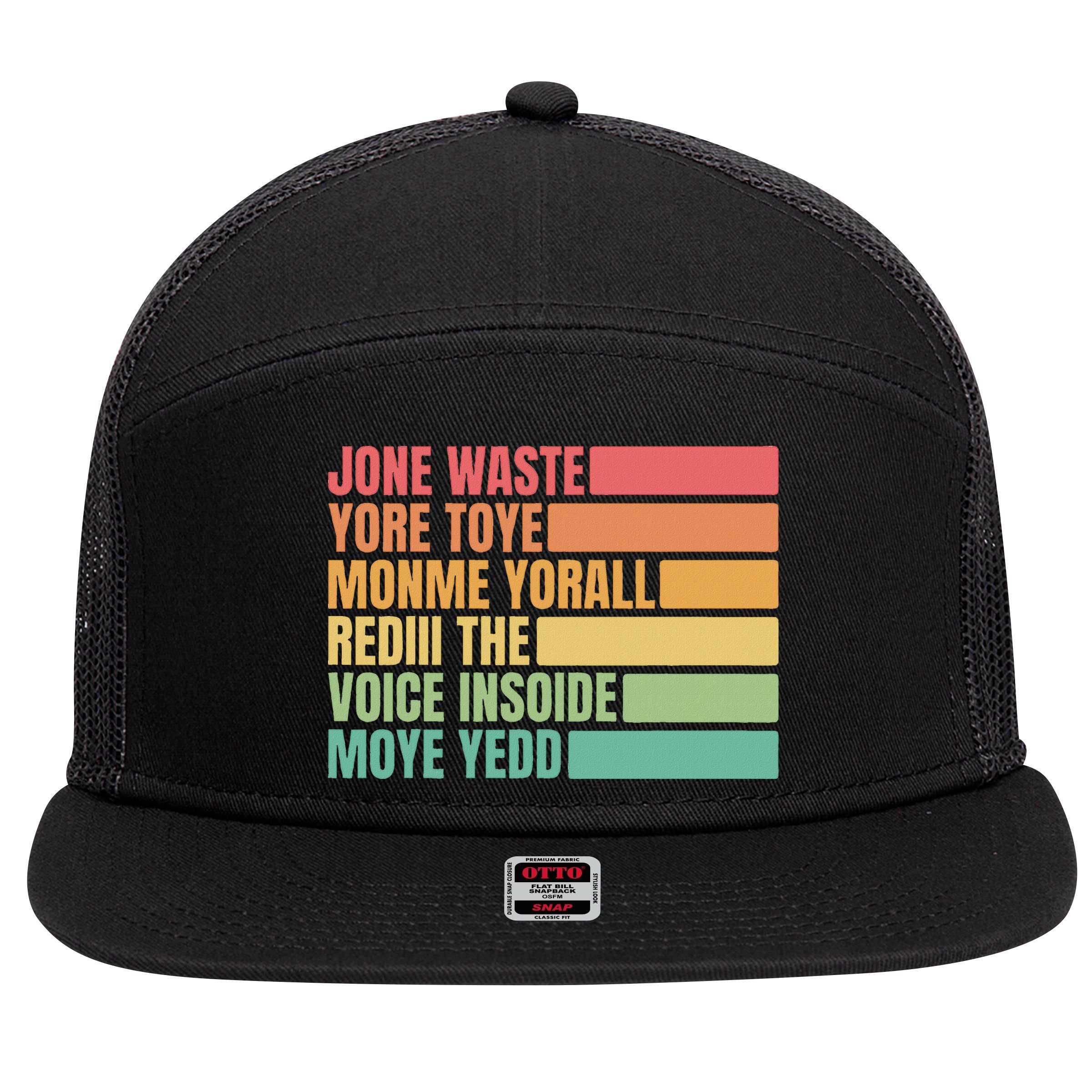 Jone Waste Yore Toye Monme Yorall Rediii 7 Panel Mesh Trucker Snapback Hat
