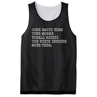 Jone Waste Yore Toye Monme Funny Pop Miss You Punk Lyrics Mesh Reversible Basketball Jersey Tank