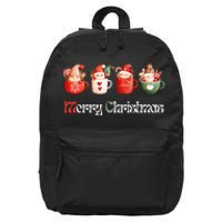 Joyful XMass Cute Adorable Warm Santa Cups Design Tees 16 in Basic Backpack