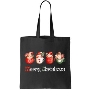 Joyful XMass Cute Adorable Warm Santa Cups Design Tees Tote Bag