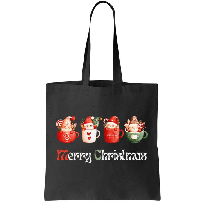 Joyful XMass Cute Adorable Warm Santa Cups Design Tees Tote Bag