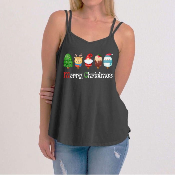 Joyful XMass Cute Funny Ice Creams Design Holiday Design Women's Strappy Tank