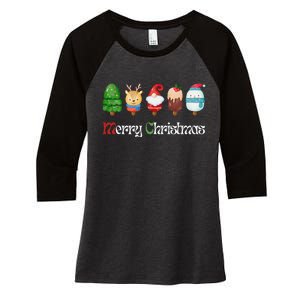 Joyful XMass Cute Funny Ice Creams Design Holiday Design Women's Tri-Blend 3/4-Sleeve Raglan Shirt