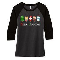 Joyful XMass Cute Funny Ice Creams Design Holiday Design Women's Tri-Blend 3/4-Sleeve Raglan Shirt