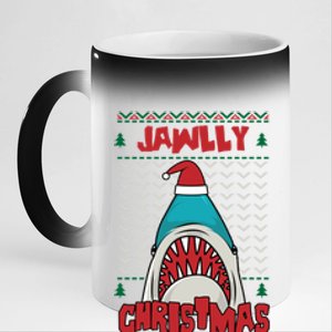 Jawlly XMas Funny Shark Jaw Santa Ugly Christmas Jolly Pun Meaningful Gift 11oz Black Color Changing Mug