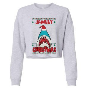 Jawlly XMas Funny Shark Jaw Santa Ugly Christmas Jolly Pun Meaningful Gift Cropped Pullover Crew