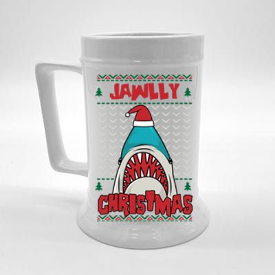 Jawlly XMas Funny Shark Jaw Santa Ugly Christmas Jolly Pun Meaningful Gift Beer Stein