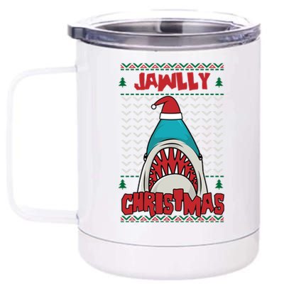 Jawlly XMas Funny Shark Jaw Santa Ugly Christmas Jolly Pun Meaningful Gift 12 oz Stainless Steel Tumbler Cup