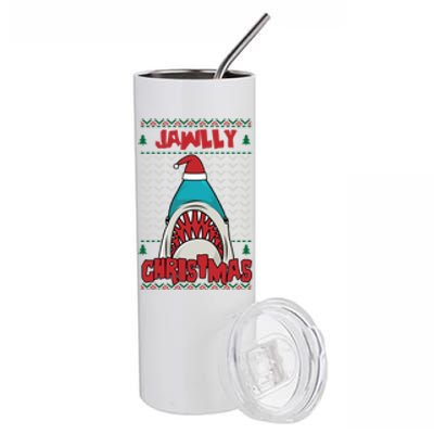 Jawlly XMas Funny Shark Jaw Santa Ugly Christmas Jolly Pun Meaningful Gift Stainless Steel Tumbler