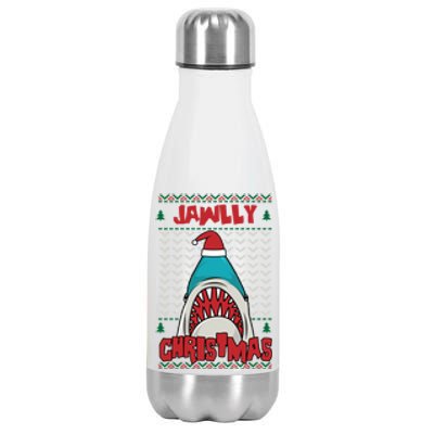 Jawlly XMas Funny Shark Jaw Santa Ugly Christmas Jolly Pun Meaningful Gift Stainless Steel Insulated Water Bottle