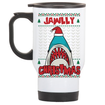 Jawlly XMas Funny Shark Jaw Santa Ugly Christmas Jolly Pun Meaningful Gift Stainless Steel Travel Mug