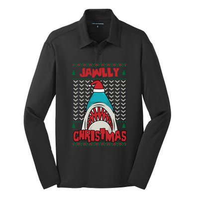 Jawlly Xmas Funny Shark Jaw Santa Ugly Christmas Jolly Pun Gift Silk Touch Performance Long Sleeve Polo