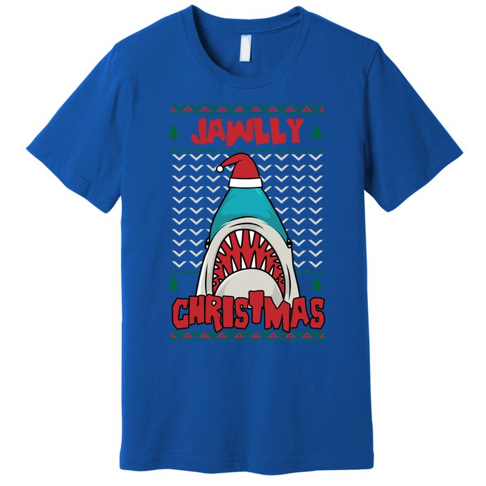 Jawlly Xmas Funny Shark Jaw Santa Ugly Christmas Jolly Pun Gift Premium T-Shirt