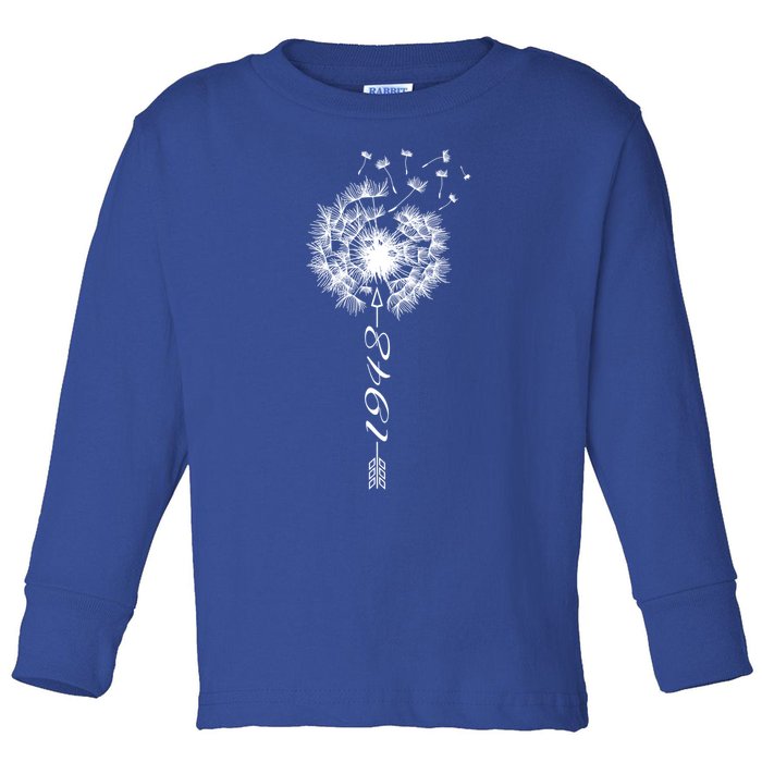 Just Year Birthday 1948 Gift Cute Dandelion Flower Breathe Gift Toddler Long Sleeve Shirt