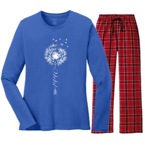 Just Year Birthday 1940 Gift Cute Dandelion Flower Breathe Great Gift Women's Long Sleeve Flannel Pajama Set 