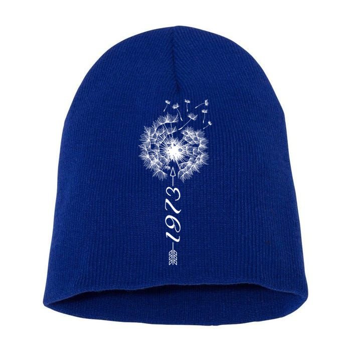 Just Year Birthday 1973 Gift Cute Dandelion Flower Breathe Funny Gift Short Acrylic Beanie