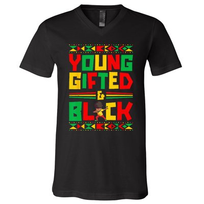 Juneteenth Young Black Boy African American History Boy V-Neck T-Shirt