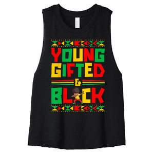 Juneteenth Young Black Boy African American History Women's Racerback Cropped Tank