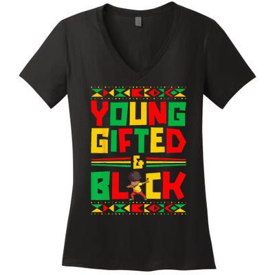 Juneteenth Young Black Boy African American History Women's V-Neck T-Shirt