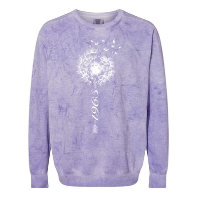 Just Year Birthday 1965 Gift Cute Dandelion Flower Breathe Gift Colorblast Crewneck Sweatshirt