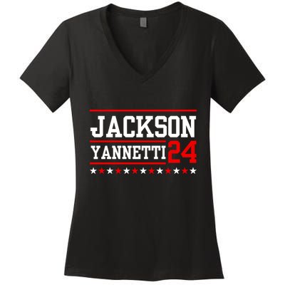 Jackson Yannetti President For 2024 Sarcastic Saying Women's V-Neck T-Shirt