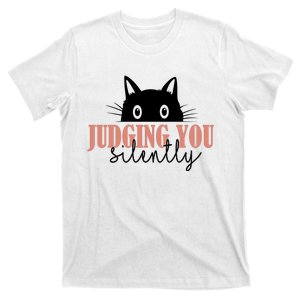 Judging You Silently Funny Black Cat T-Shirt