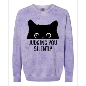 Judging You Silently Sarcastic Cat Pocket Funny Black Cat Gift Colorblast Crewneck Sweatshirt