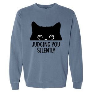 Judging You Silently Sarcastic Cat Pocket Funny Black Cat Gift Garment-Dyed Sweatshirt